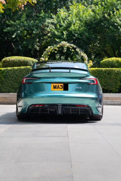 Tesla Model 3 Highland / Performance 2024 with Aftermarket Parts - V1 Sports Rear Diffuser & Canards PP from Yofer.co