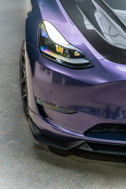 Tesla Model Y / Performance 2021 2022 2023 2024 with Aftermarket Parts - Loong Flames Pro Style Front Lip PP from Yofer.co