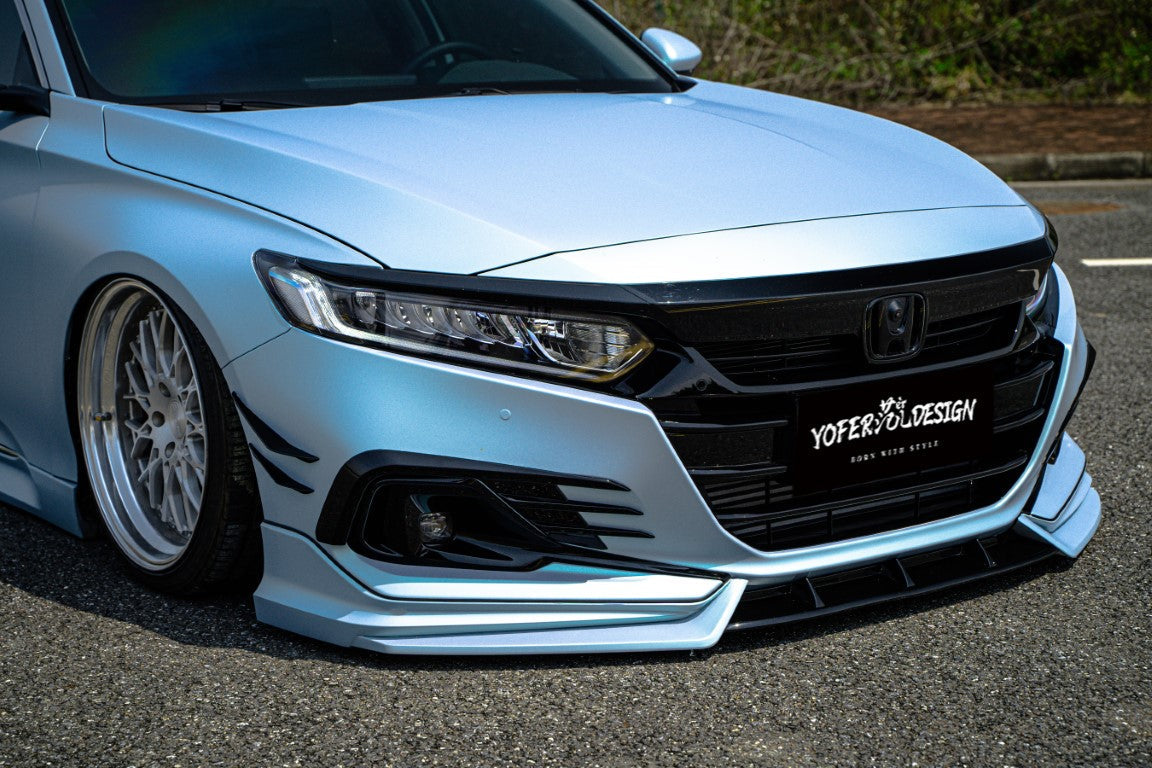 Honda Accord 10th 10.5th Gen 2018-2022 with Aftermarket Parts - Front Bumper Canards ABS from Yofer.co