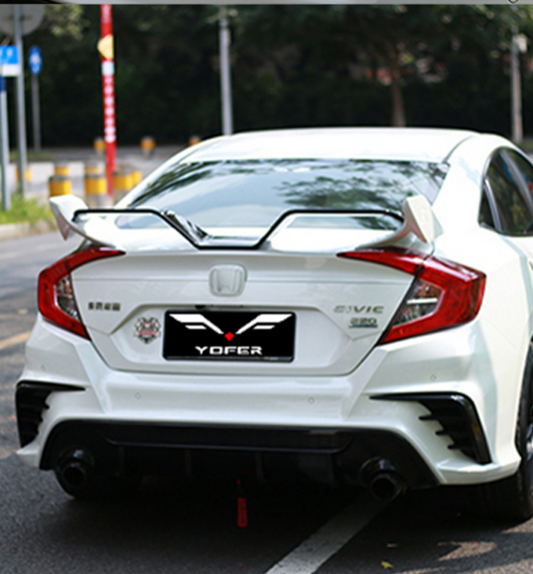 Honda Civic 10th Gen FC1 FC2 FC5 FC6 2016-2021 with Aftermarket Parts - Rear Spoiler ABS from Yofer.co