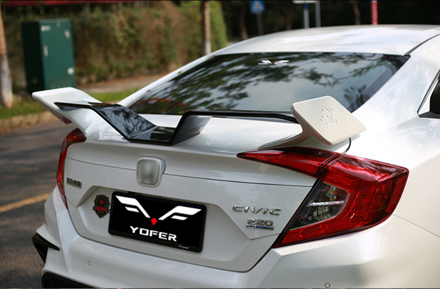 Honda Civic 10th Gen FC1 FC2 FC5 FC6 2016-2021 with Aftermarket Parts - Rear Spoiler ABS from Yofer.co