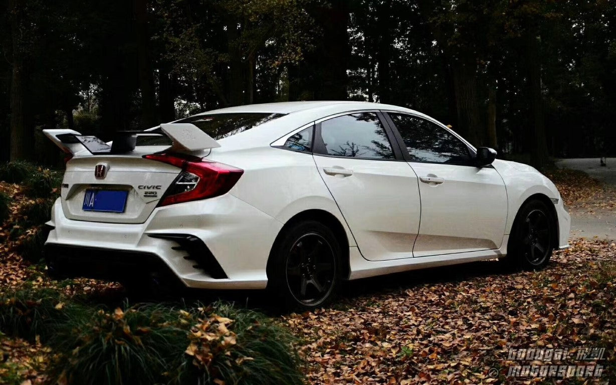 Honda Civic 10th Gen FC1 FC2 FC5 FC6 2016-2021 with Aftermarket Parts - Rear Spoiler ABS from Yofer.co