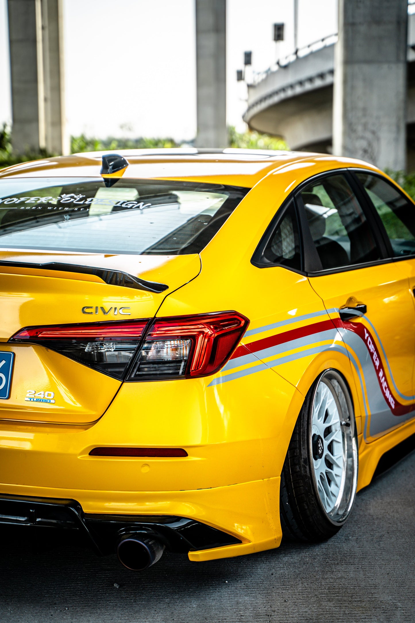 Honda Civic 11th Gen FE1 FE2 FE4 2022-ON with Aftermarket Parts - V3 Style Rear Spoiler ABS from Yofer.co