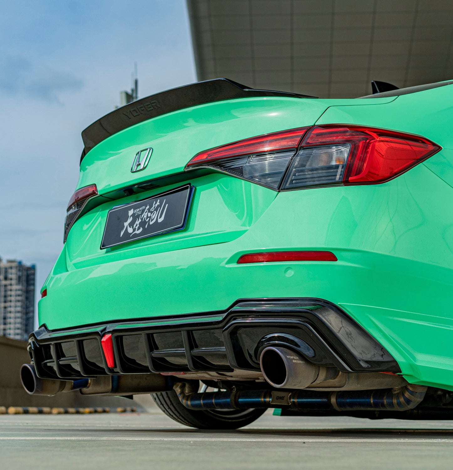Honda Civic 11th Gen FE1 FE2 FE4 2022-ON with Aftermarket Parts - V1 Style Rear Spoiler ABS from Yofer.co