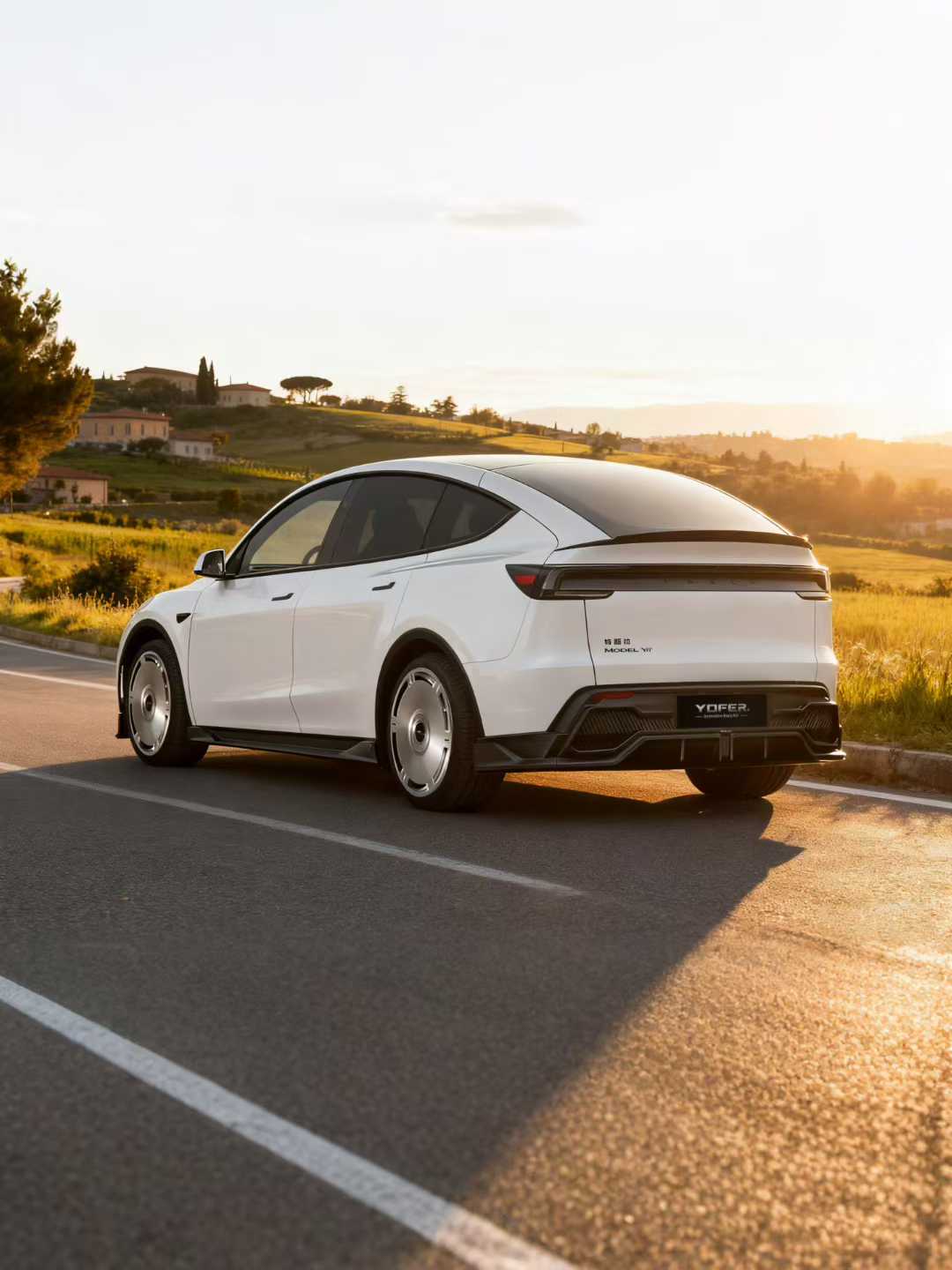 Tesla Model Y Juniper 2026-ON with Aftermarket Parts - Loong Flames Rear Diffuser PP Polypropylene from Yofer.co