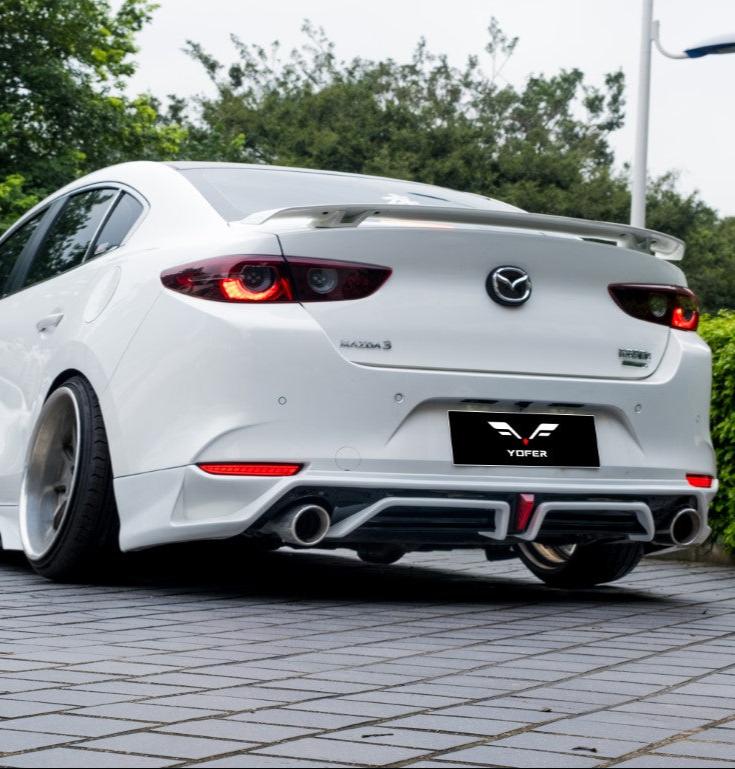 Mazda3 4th Gen BP 2019 2020 2021 2022 2023 2024 with Aftermarket Parts - Rear Diffuser & Canards PP from Yofer.co