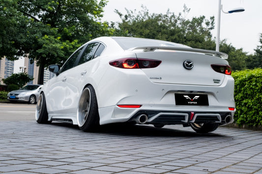 Mazda3 4th Gen BP 2019 2020 2021 2022 2023 2024 with Aftermarket Parts - Rear Diffuser & Canards PP from Yofer.co