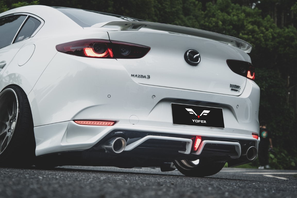 Mazda3 4th Gen BP 2019 2020 2021 2022 2023 2024 with Aftermarket Parts - Rear Diffuser & Canards PP from Yofer.co