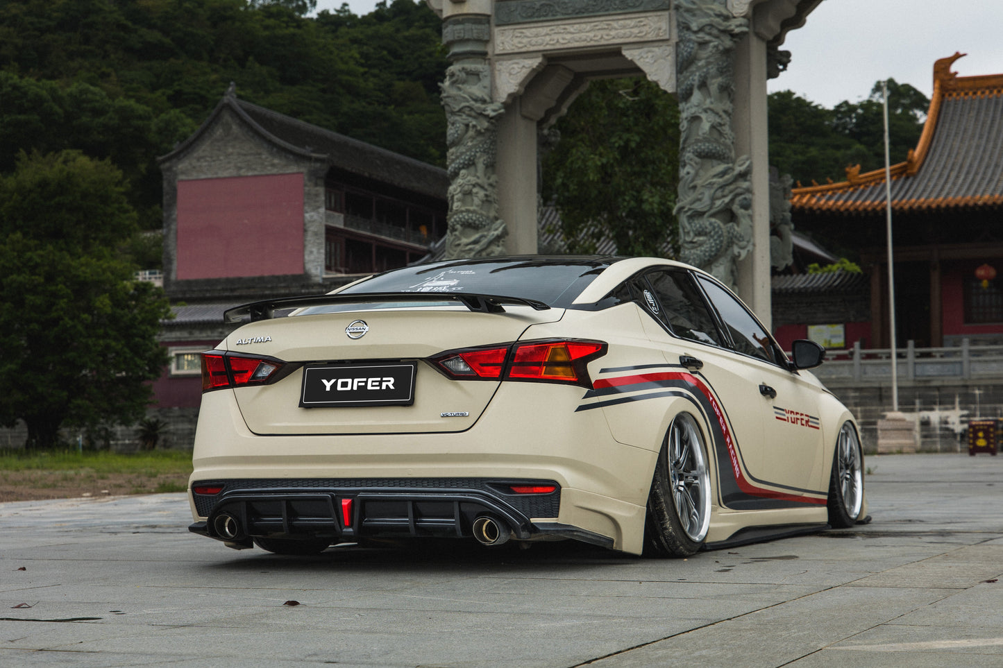Nissan Altima L34 2019 2020 2021 2022 with Aftermarket Parts - Rear Diffuser & Canards PP from Yofer.co