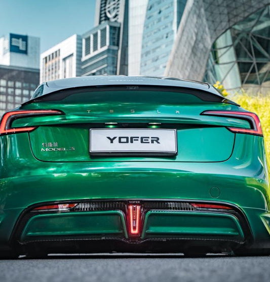 Tesla Model 3 Highland / Performance 2024-ON with Aftermarket Parts - V2 Style Rear Diffuser & Canards PP from Yofer.co