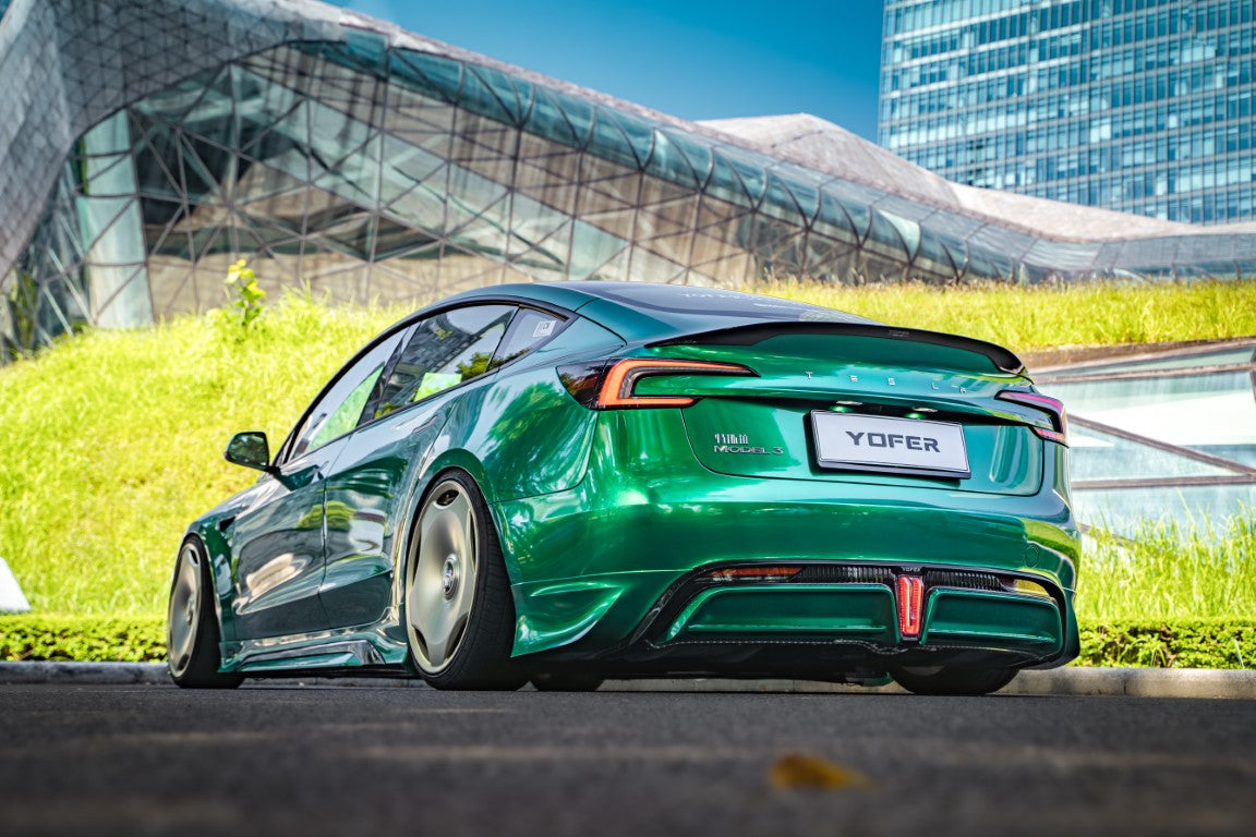 Tesla Model 3 Highland / Performance 2024-ON with Aftermarket Parts - Rear Spoiler Pre-preg Carbon Fiber / ABS from Yofer.co