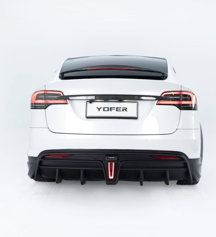 Tesla Model X Performance / Plaid / Standard Range / P100D / P90D / Long Range Plus / Base / 100D / 90D / 75D / 70D 2016-2021 with Aftermarket Parts - Rear Diffuser PP from Yofer.co