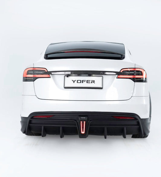 Tesla Model X Performance / Plaid / Standard Range / P100D / P90D / Long Range Plus / Base / 100D / 90D / 75D / 70D 2016-2021 with Aftermarket Parts - Rear Diffuser PP from Yofer.co