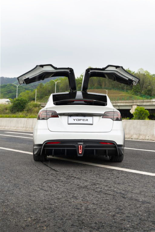 Tesla Model X Performance / Plaid / Standard Range / P100D / P90D / Long Range Plus / Base / 100D / 90D / 75D / 70D 2016-2021 with Aftermarket Parts - Rear Diffuser PP from Yofer.co