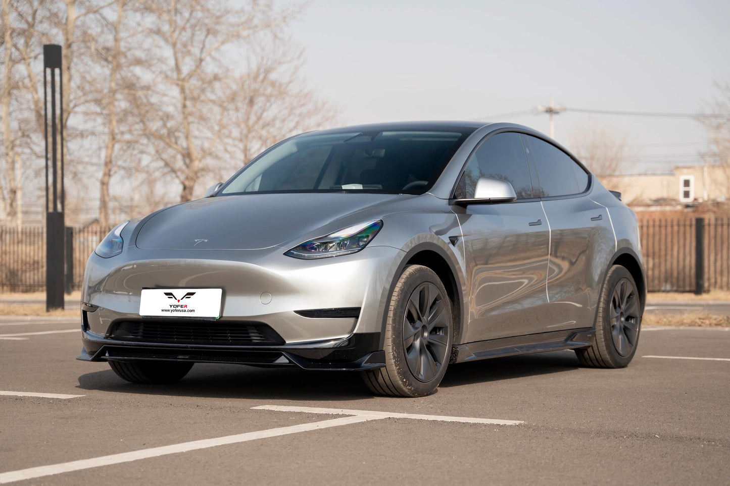 Tesla Model Y / Performance 2021 2022 2023 2024 with Aftermarket Parts - Loong Flames Style Rear Spoiler Wing Carbon Fiber from Yofer.co