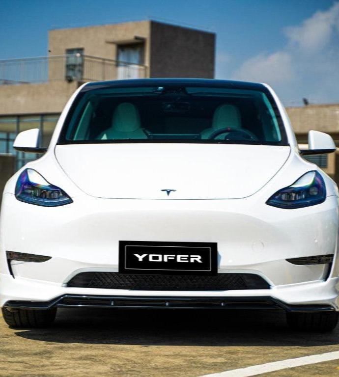 Tesla Model Y / Performance 2021 2022 2023 2024 with Aftermarket Parts - V2 Front Lip PP from Yofer.co