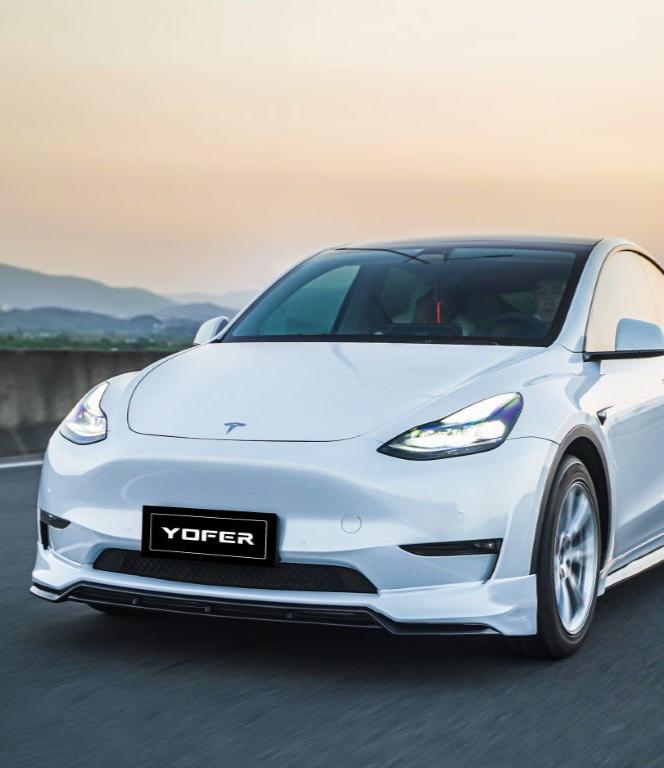 Tesla Model Y / Performance 2021 2022 2023 2024 with Aftermarket Parts - V2 Front Lip PP from Yofer.co
