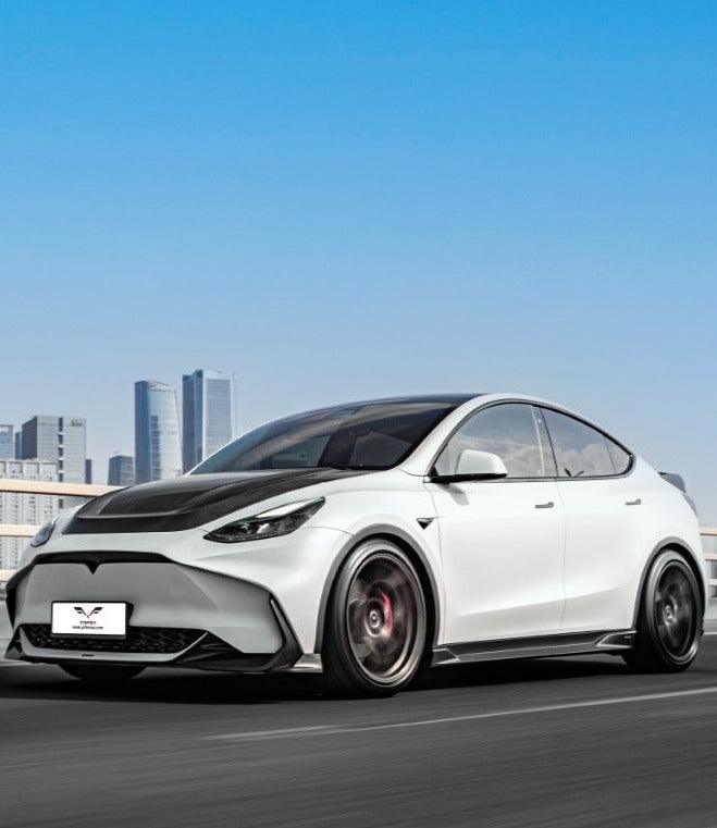 Tesla Model Y / Performance 2021-ON with Aftermarket Parts - Loong Flames Max Side Skirts PP from Yofer.co