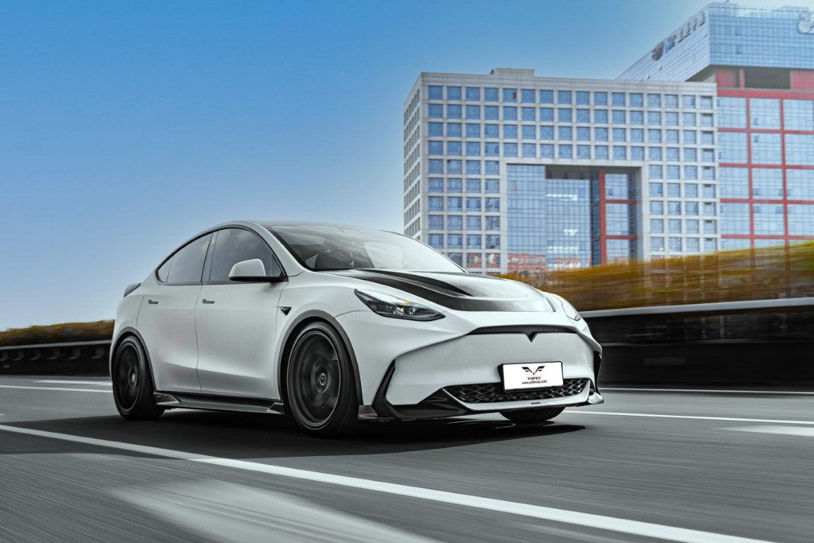 Tesla Model Y / Performance 2021-ON with Aftermarket Parts - Loong Flames Max Side Skirts PP from Yofer.co