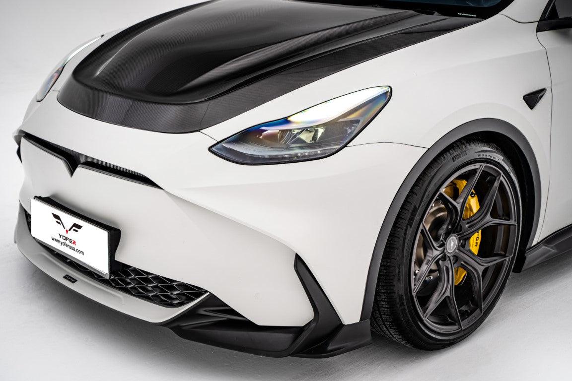 Tesla Model Y / Performance 2021-ON with Aftermarket Parts - Loong Flames Max Front Bumper PP from Yofer.co