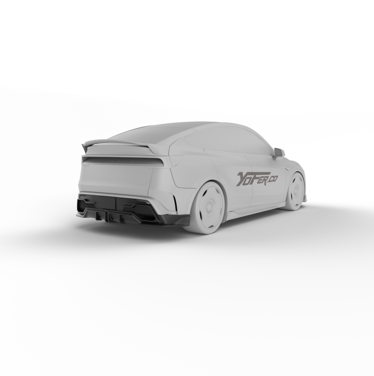 Tesla Model Y Juniper 2026-ON with Aftermarket Parts - Loong Flames Rear Diffuser PP Polypropylene from Yofer.co