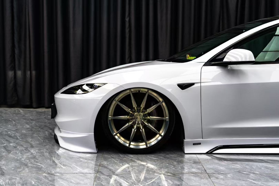 Tesla Model 3 Highland 2024 with Aftermarket Parts - Front Lip Splitter ABS & PP from Yofer.co