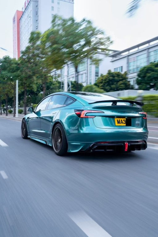 Tesla Model 3 Highland / Performance 2024 with Aftermarket Parts - V1 Sports Rear Diffuser & Canards PP from Yofer.co