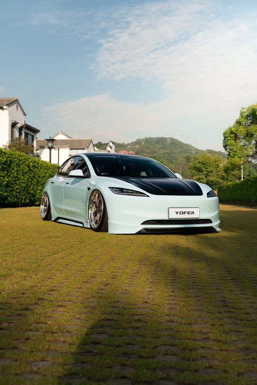 Tesla Model 3 Highland 2024 with Aftermarket Parts - Front Lip Splitter ABS & PP from Yofer.co