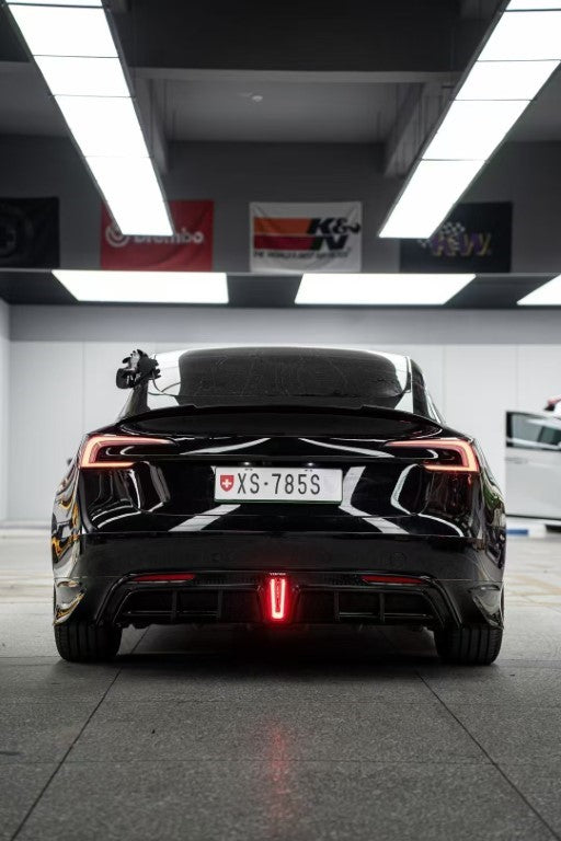 Tesla Model 3 Highland / Performance 2024 with Aftermarket Parts - V1 Sports Rear Diffuser & Canards PP from Yofer.co