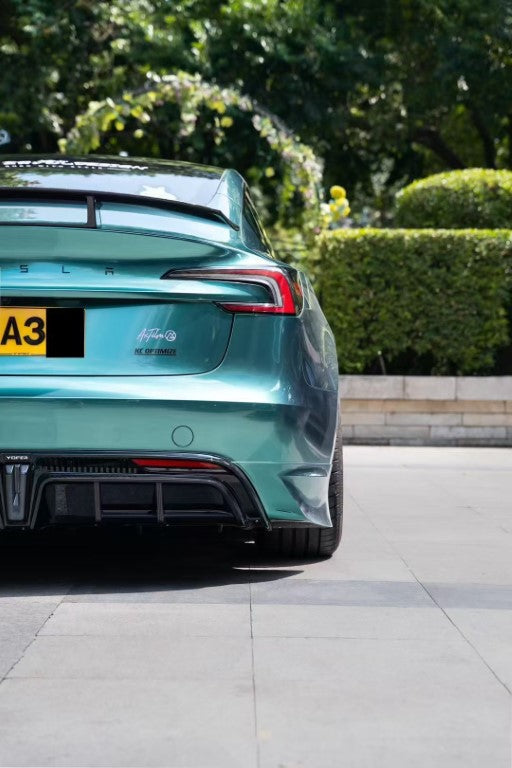 Tesla Model 3 Highland / Performance 2024 with Aftermarket Parts - V1 Sports Rear Diffuser & Canards PP from Yofer.co