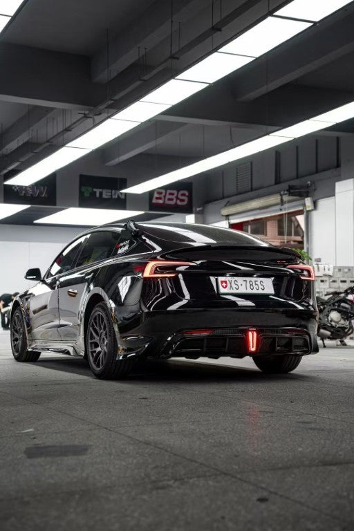 Tesla Model 3 Highland / Performance 2024 with Aftermarket Parts - V1 Sports Rear Diffuser & Canards PP from Yofer.co