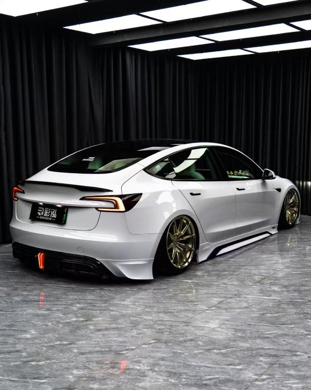 Tesla Model 3 Highland / Performance 2024 with Aftermarket Parts - V1 Sports Rear Diffuser & Canards PP from Yofer.co