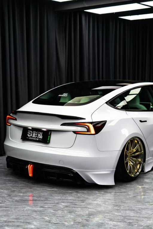 Tesla Model 3 Highland / Performance 2024 with Aftermarket Parts - V1 Sports Rear Diffuser & Canards PP from Yofer.co