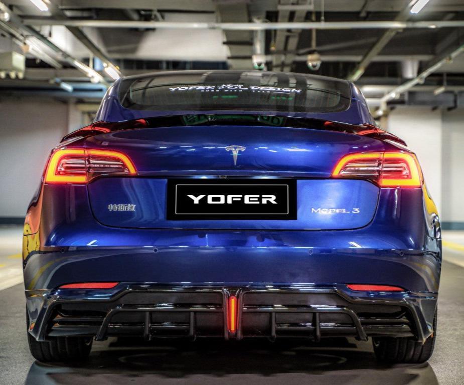 Tesla Model 3 / Performance 2017 2018 2019 2020 2021 2022 2023 with Aftermarket Parts - Rear Diffuser PP from Yofer.co