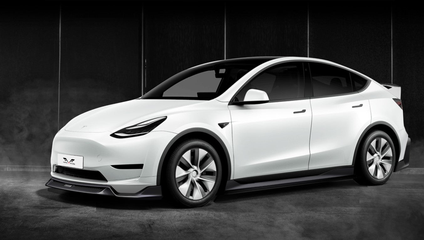 Tesla Model Y / Performance 2021 2022 2023 2024 with Aftermarket Parts - Loong Flames Pro Style Front Lip PP from Yofer.co