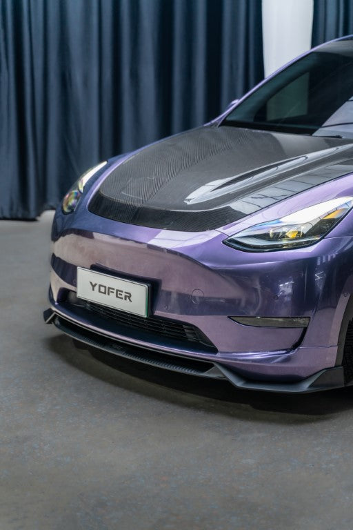 Tesla Model Y / Performance 2021 2022 2023 2024 with Aftermarket Parts - Loong Flames Pro Style Front Lip PP from Yofer.co