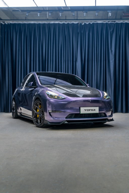 Tesla Model Y / Performance 2021 2022 2023 2024 with Aftermarket Parts - Loong Flames Pro Style Front Lip PP from Yofer.co