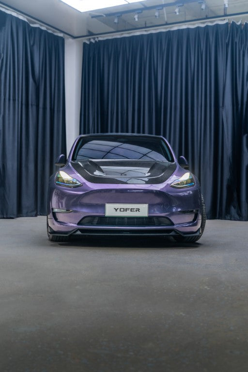 Tesla Model Y / Performance 2021 2022 2023 2024 with Aftermarket Parts - Loong Flames Pro Style Front Lip PP from Yofer.co