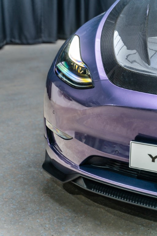 Tesla Model Y / Performance 2021 2022 2023 2024 with Aftermarket Parts - Loong Flames Pro Style Front Lip PP from Yofer.co