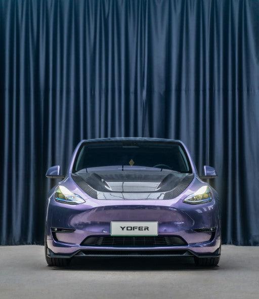 Tesla Model Y / Performance 2021 2022 2023 2024 with Aftermarket Parts - Loong Flames Pro Style Front Lip PP from Yofer.co