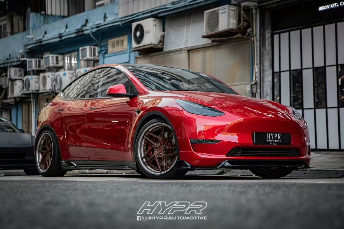 Tesla Model Y / Performance 2021 2022 2023 2024 with Aftermarket Parts - Loong Flames Pro Style Front Lip PP from Yofer.co