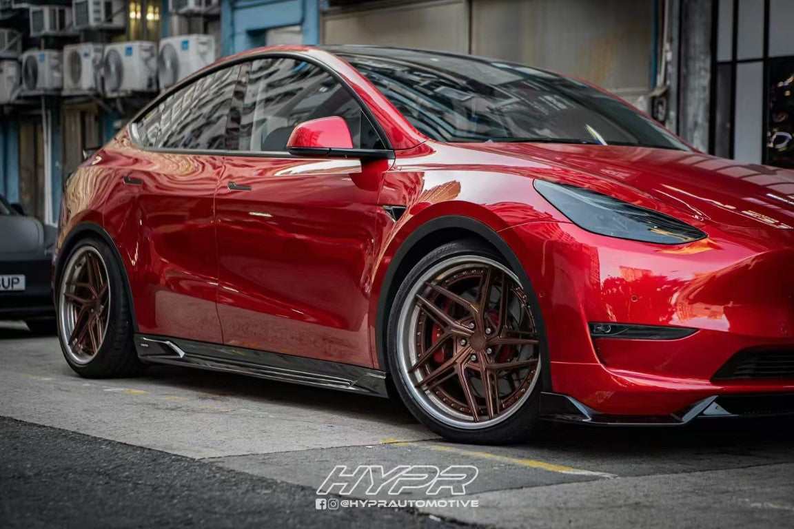 Tesla Model Y / Performance 2021 2022 2023 2024 with Aftermarket Parts - Loong Flames Pro Style Front Lip PP from Yofer.co