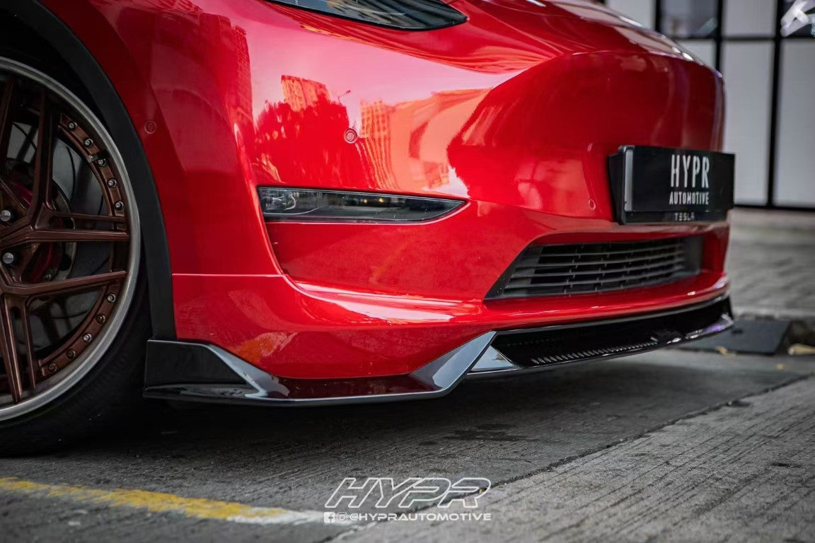 Tesla Model Y / Performance 2021 2022 2023 2024 with Aftermarket Parts - Loong Flames Pro Style Front Lip PP from Yofer.co