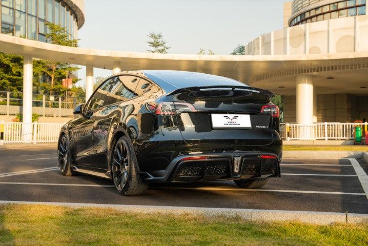 Tesla Model Y / Performance 2021-ON with Aftermarket Parts - Loong Flames Max Rear Diffuser PP from Yofer.co