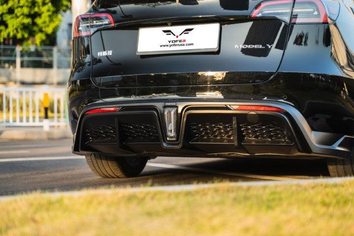 Tesla Model Y / Performance 2021-ON with Aftermarket Parts - Loong Flames Max Rear Diffuser PP from Yofer.co