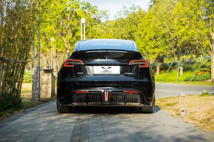 Tesla Model Y / Performance 2021-ON with Aftermarket Parts - Loong Flames Max Rear Diffuser PP from Yofer.co