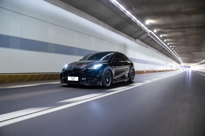 Tesla Model Y / Performance 2021-ON with Aftermarket Parts - Loong Flames Max Front Bumper PP from Yofer.co