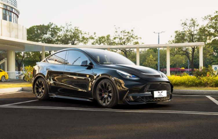 Tesla Model Y / Performance 2021-ON with Aftermarket Parts - Loong Flames Max Front Bumper PP from Yofer.co