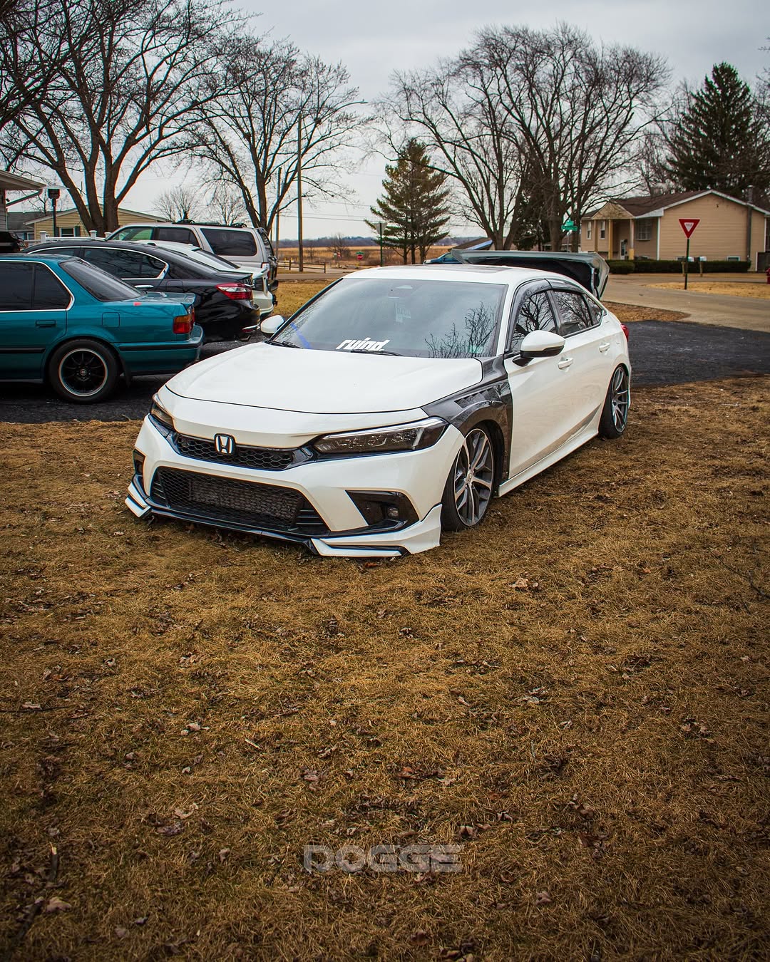 Honda Civic 11th Gen FE1 FE2 FE4 2022-ON & Civic 11th Gen FL1 FL2 FL4 2022-ON with Aftermarket Parts - V1 Style Front Lip Spliter PP from Yofer.co