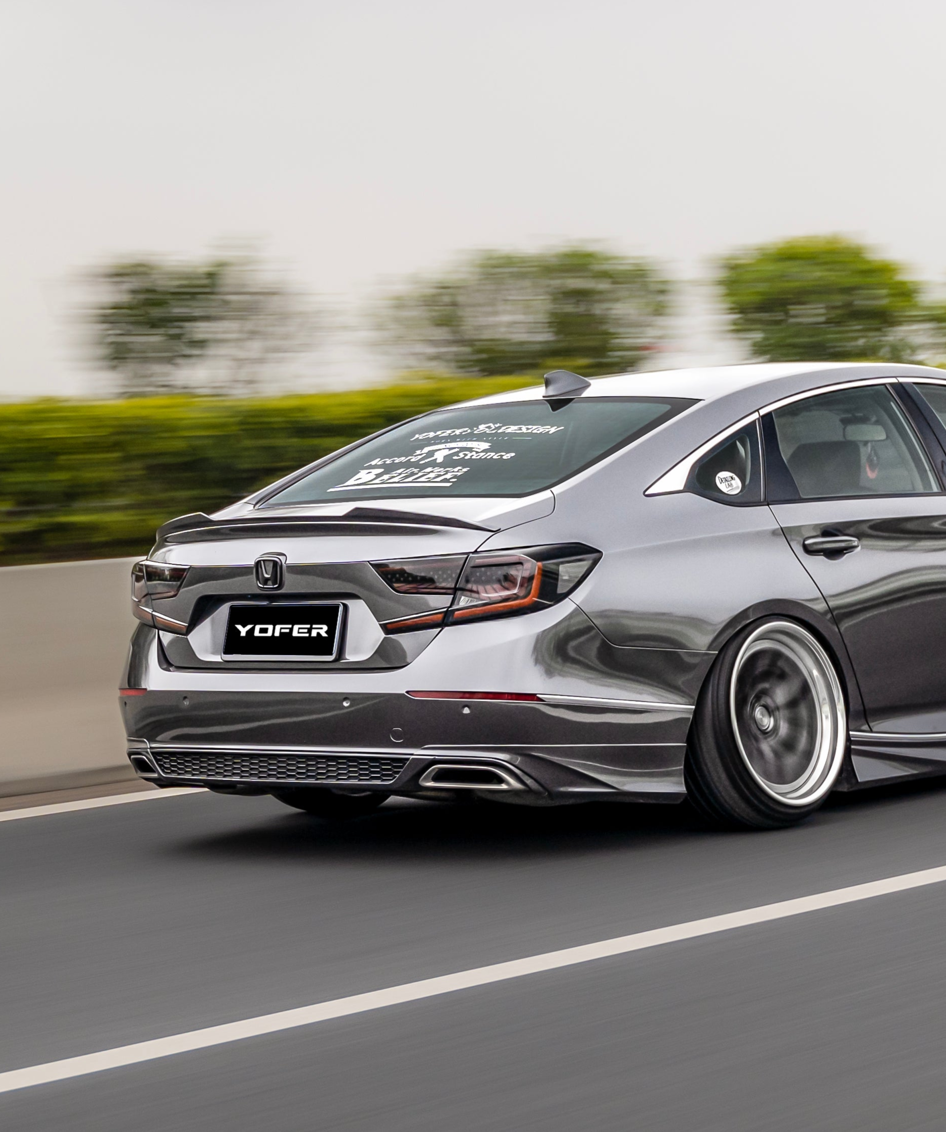 Honda Accord 10th 10.5th Gen 2018-2022 with Aftermarket Parts - V1 Style Rear Diffuser & Rear Canards PP from Yofer.co
